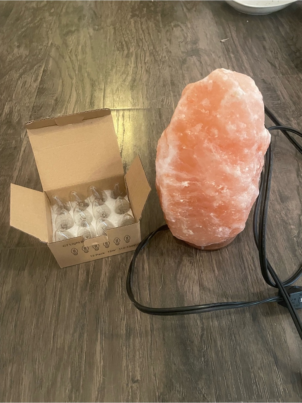 Himalayan Salt Lamp - Orange Crystal Table Lamp - Comes with 12 bulbs